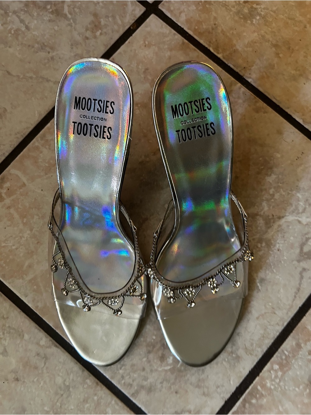 Mootsies Tootsies Metallic Silver Strappy Heels